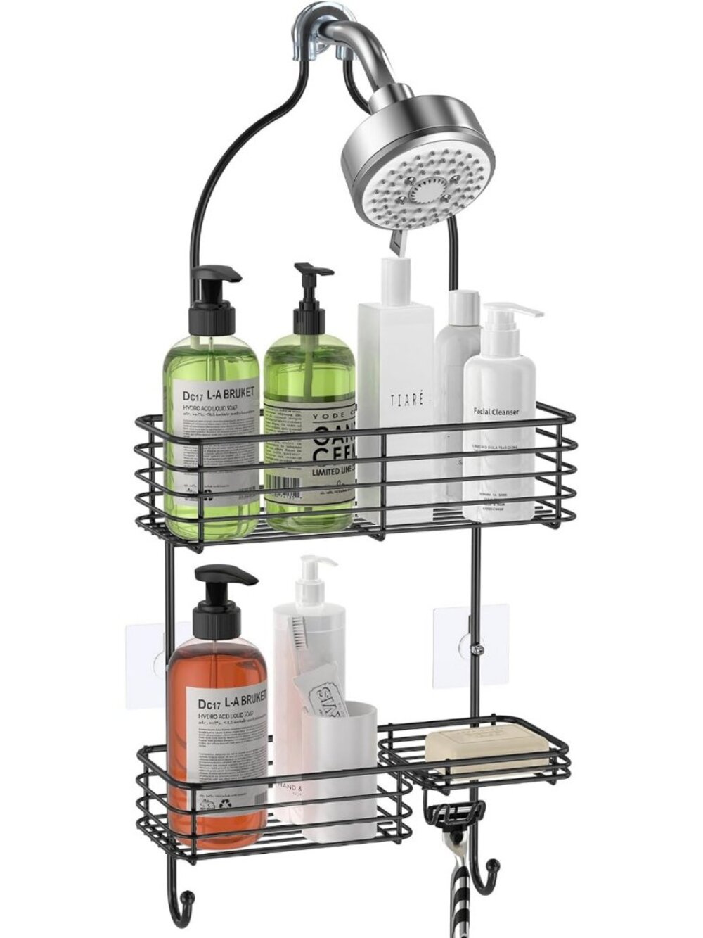 Stylish Hanging Shower Head Caddy - Space-Saving Shower Shelf Organizer in Black